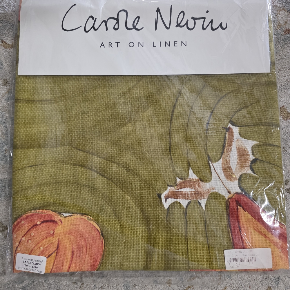 ​Carole Nevin Hand-Painted Linen Tablecloth - 2m x 1.5m - Made in Cape Town